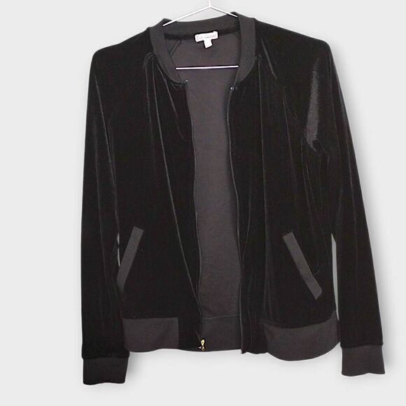 Juicy Couture Womens Jacket Sz Medium Black Stretch Zip Pockets Goth Witchy Y2K - Picture 6 of 11